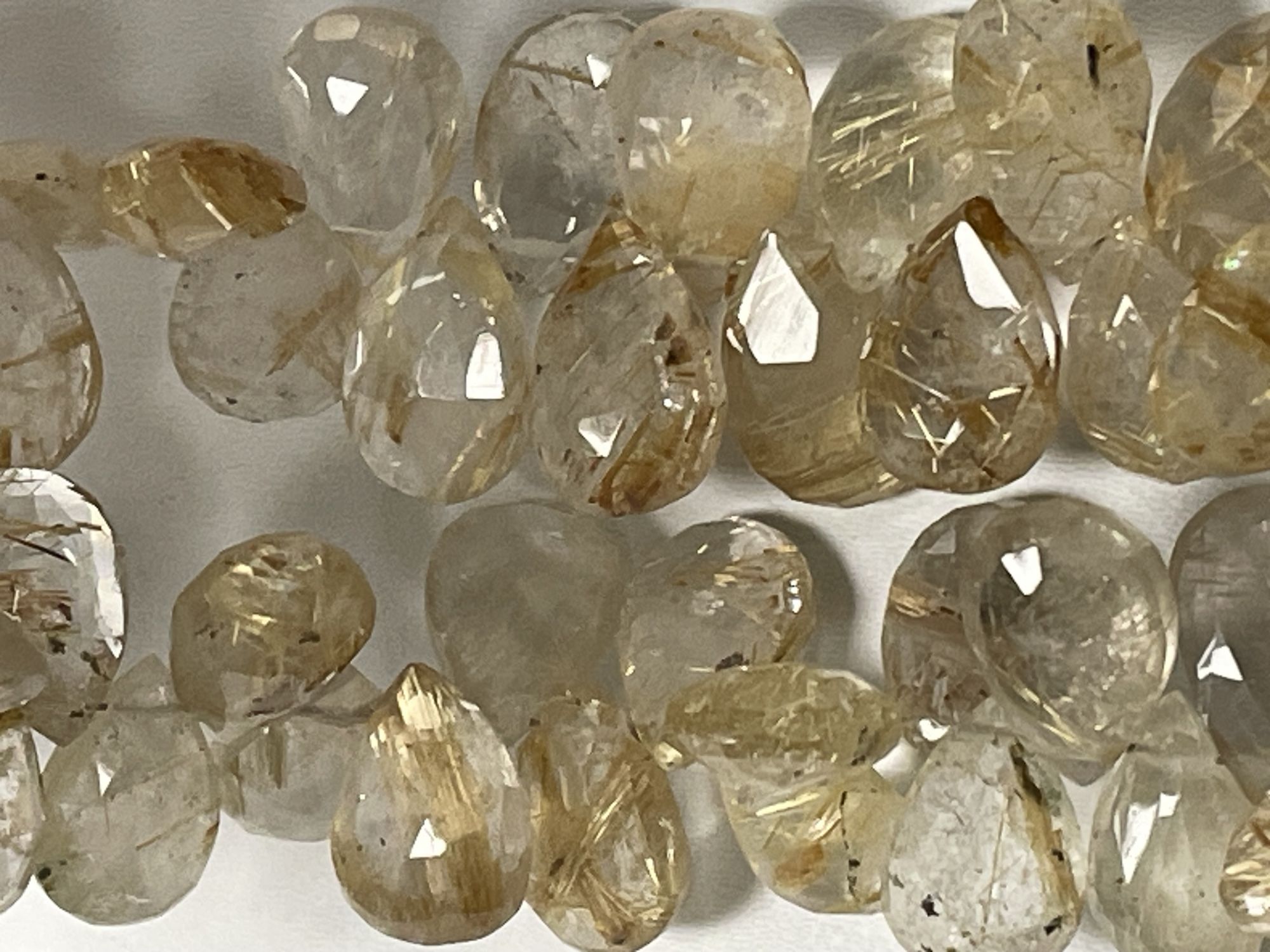 Golden Rutilated Quartz Pear Faceted