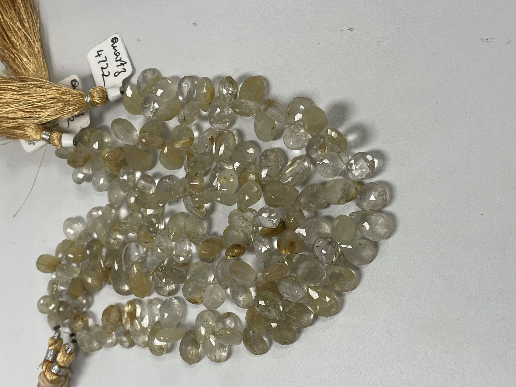 Golden Rutilated Quartz Pear Faceted