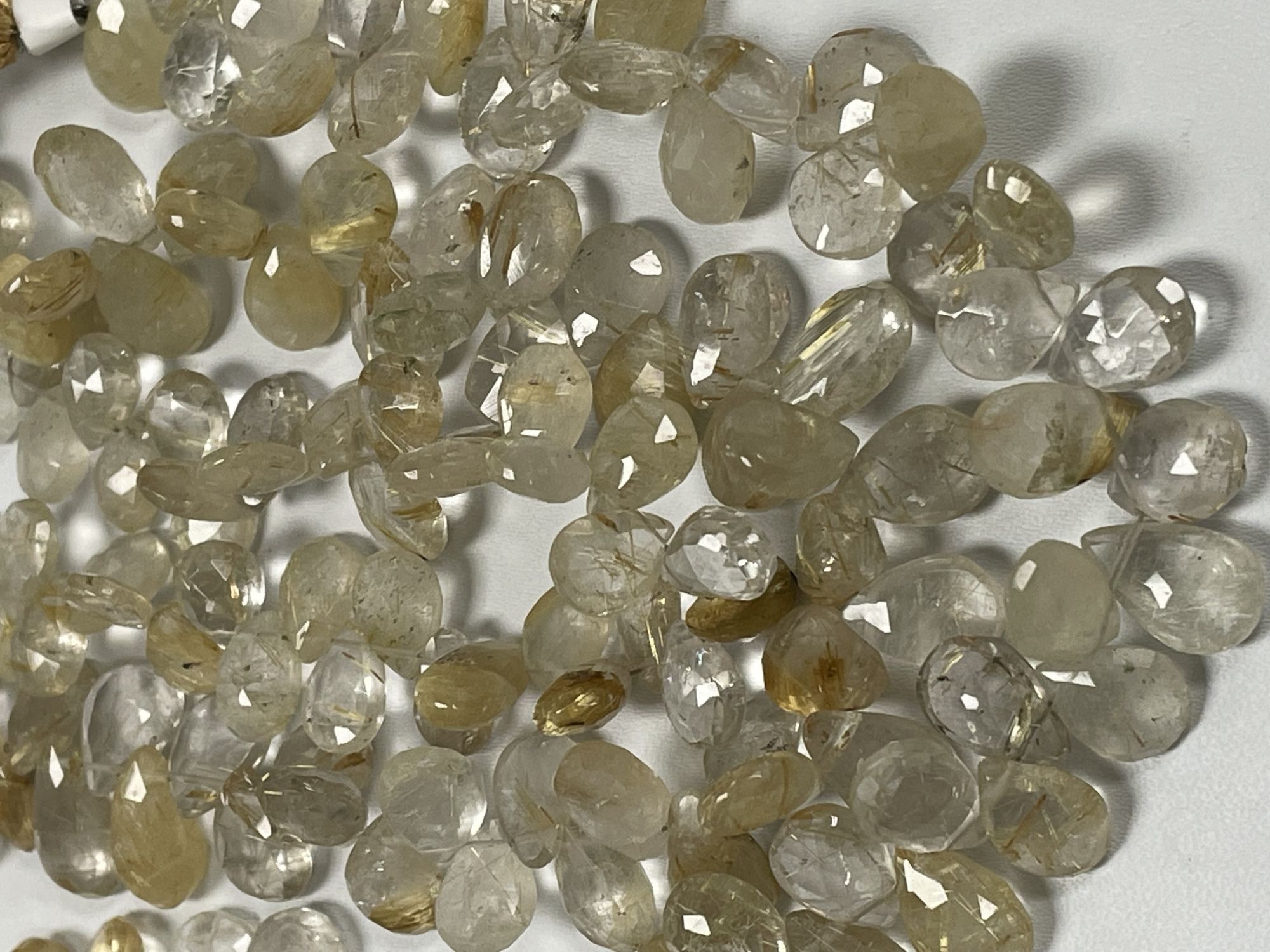 Golden Rutilated Quartz Pear Faceted