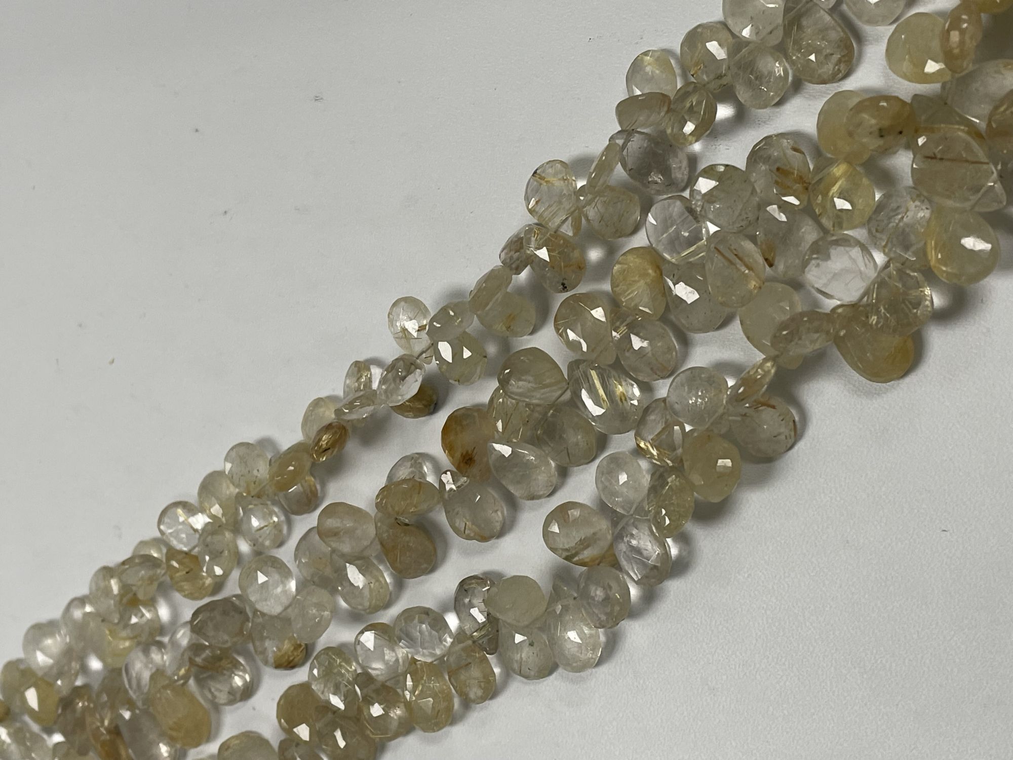 Golden Rutilated Quartz Pear Faceted