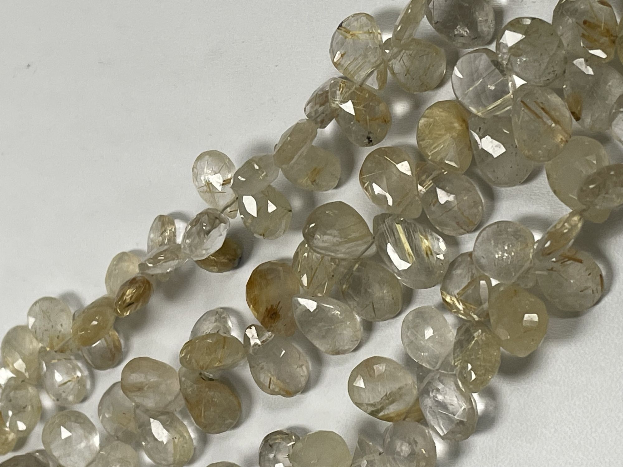 Golden Rutilated Quartz Pear Faceted