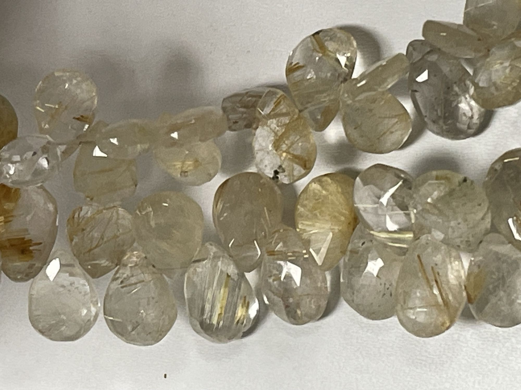 Golden Rutilated Quartz Pear Faceted