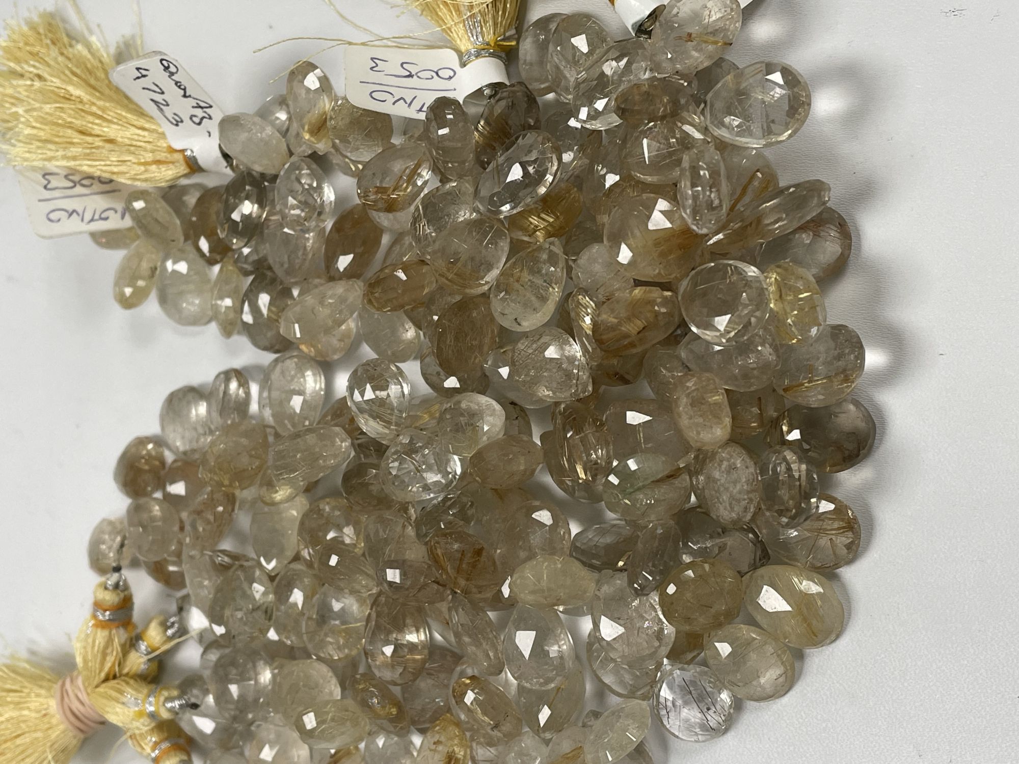 Golden Rutilated Quartz Pear Faceted