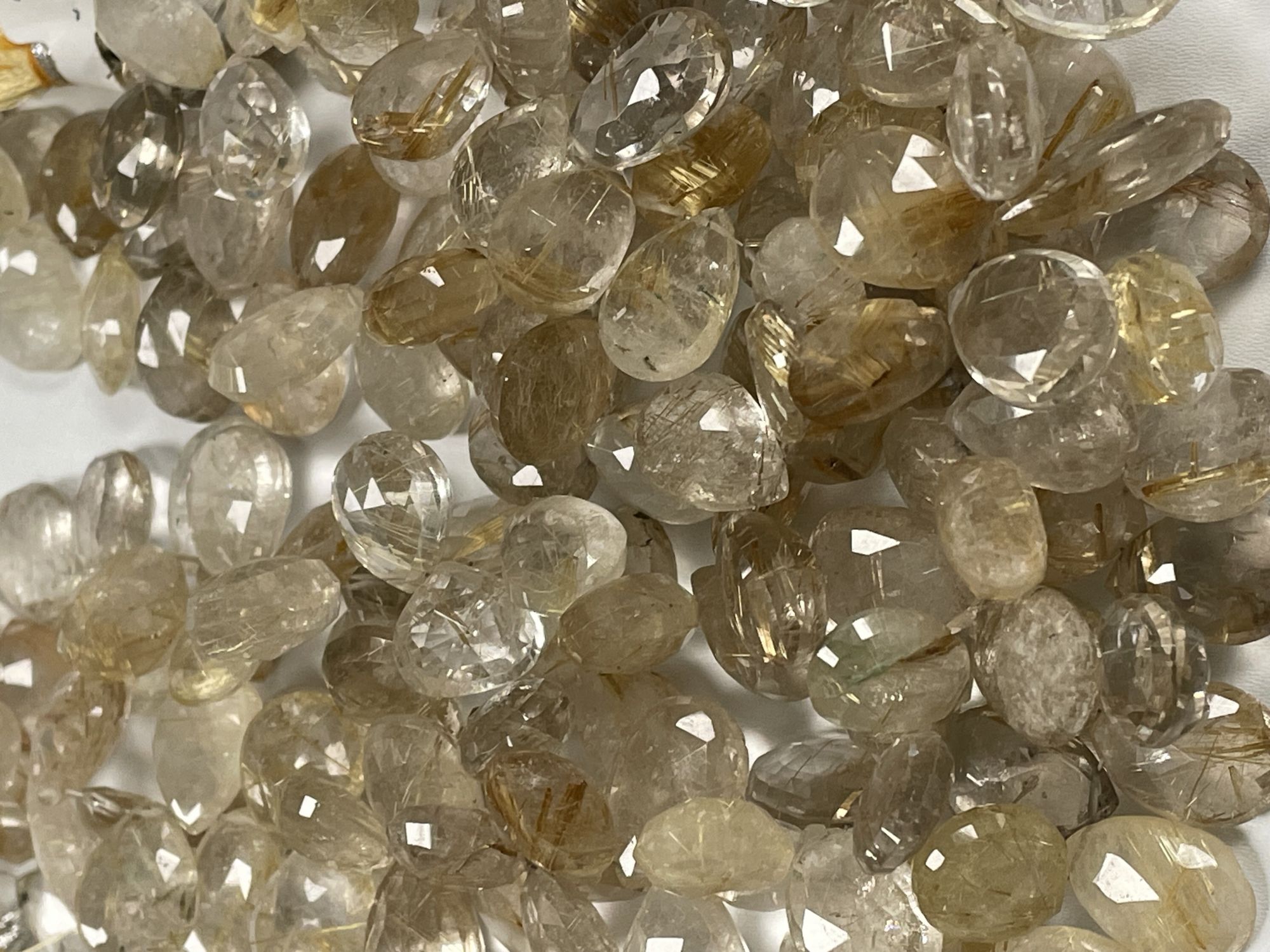 Golden Rutilated Quartz Pear Faceted