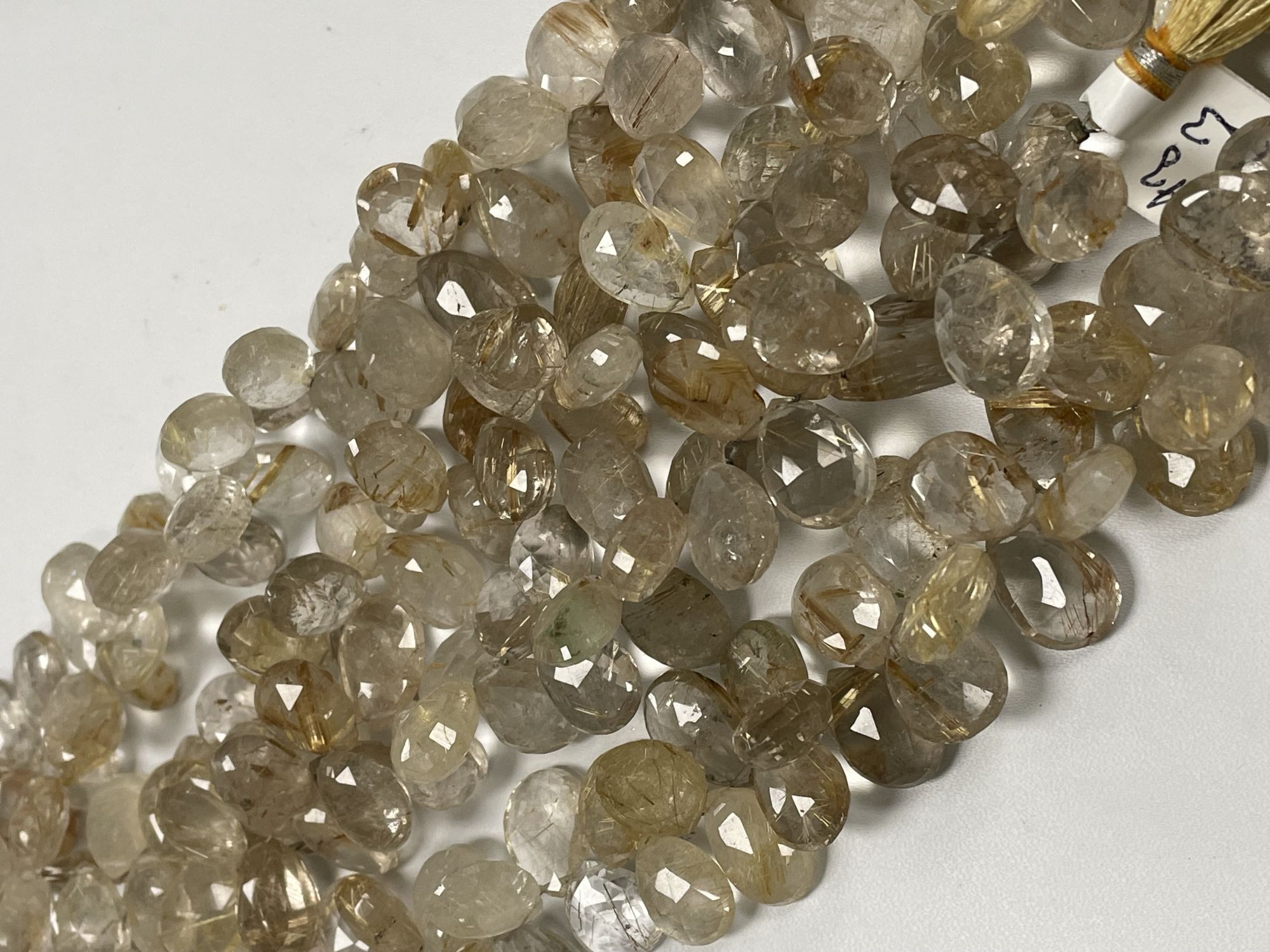 Golden Rutilated Quartz Pear Faceted