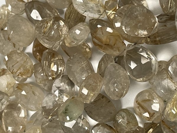 Golden Rutilated Quartz Pear Faceted
