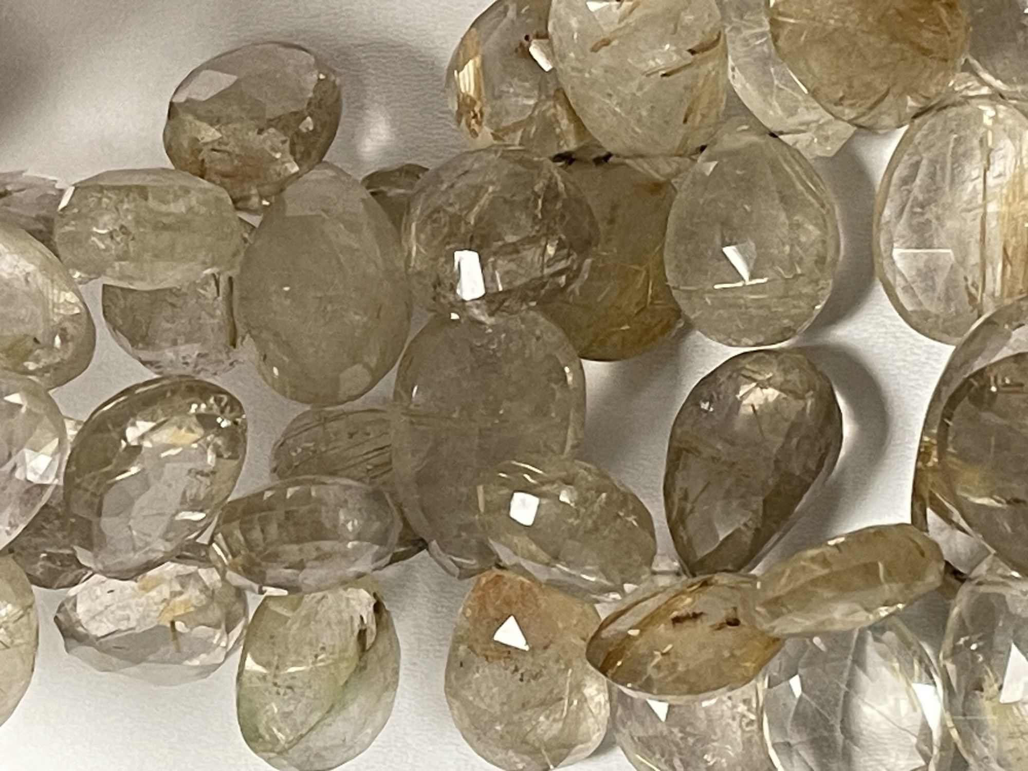 Golden Rutilated Quartz Pear Faceted