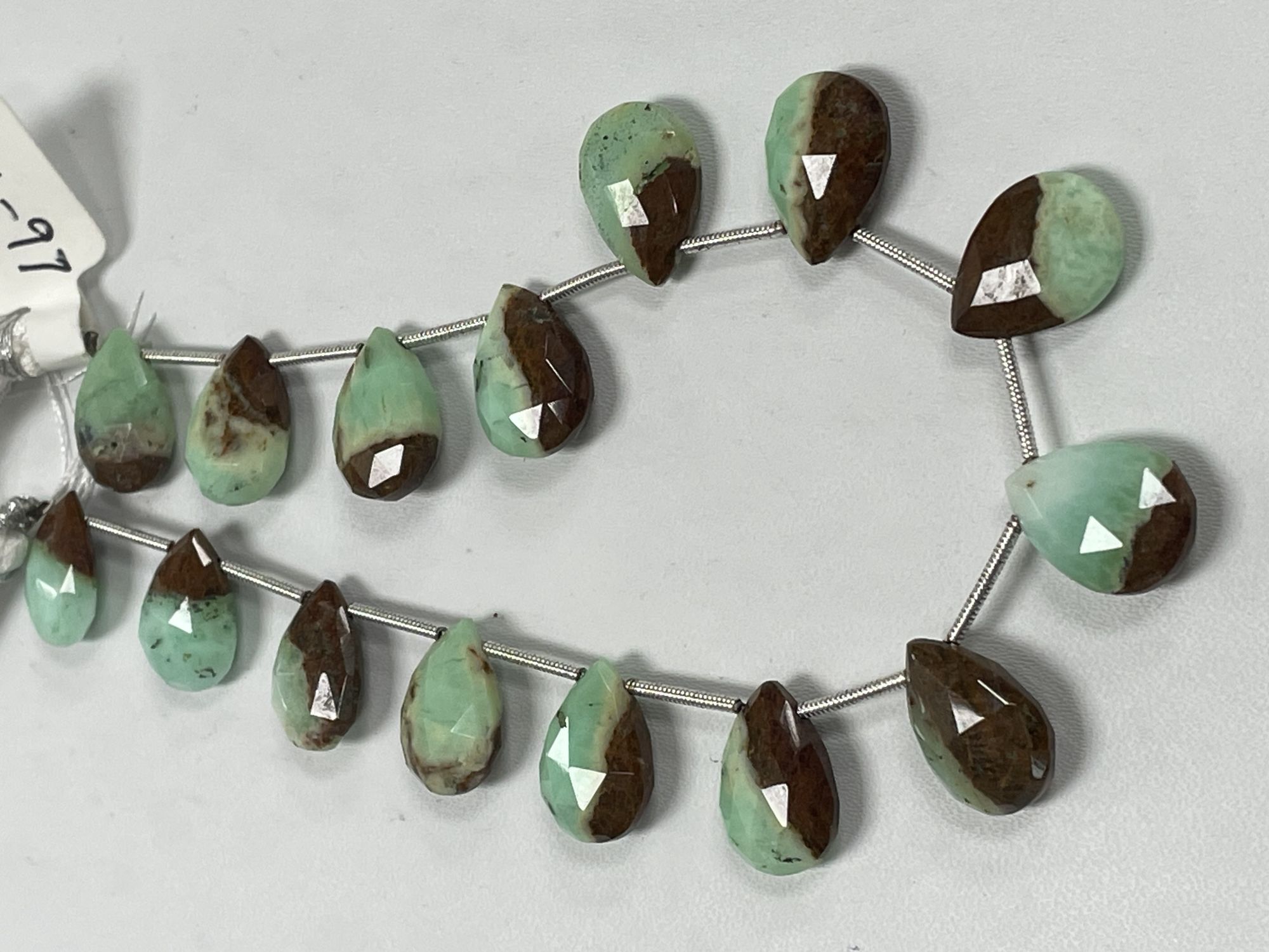 Green Brown Prehnite Pear Faceted
