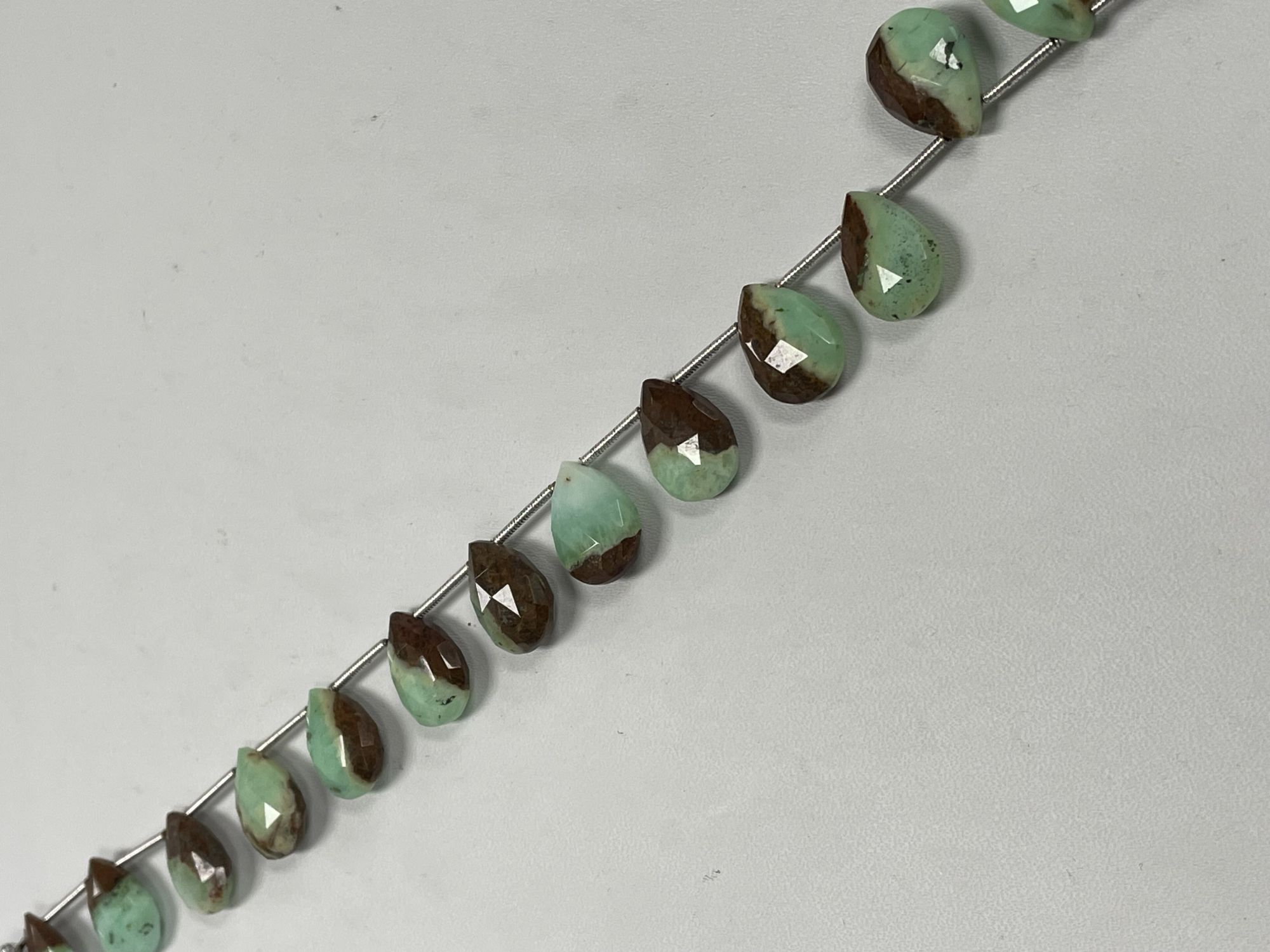 Green Brown Prehnite Pear Faceted