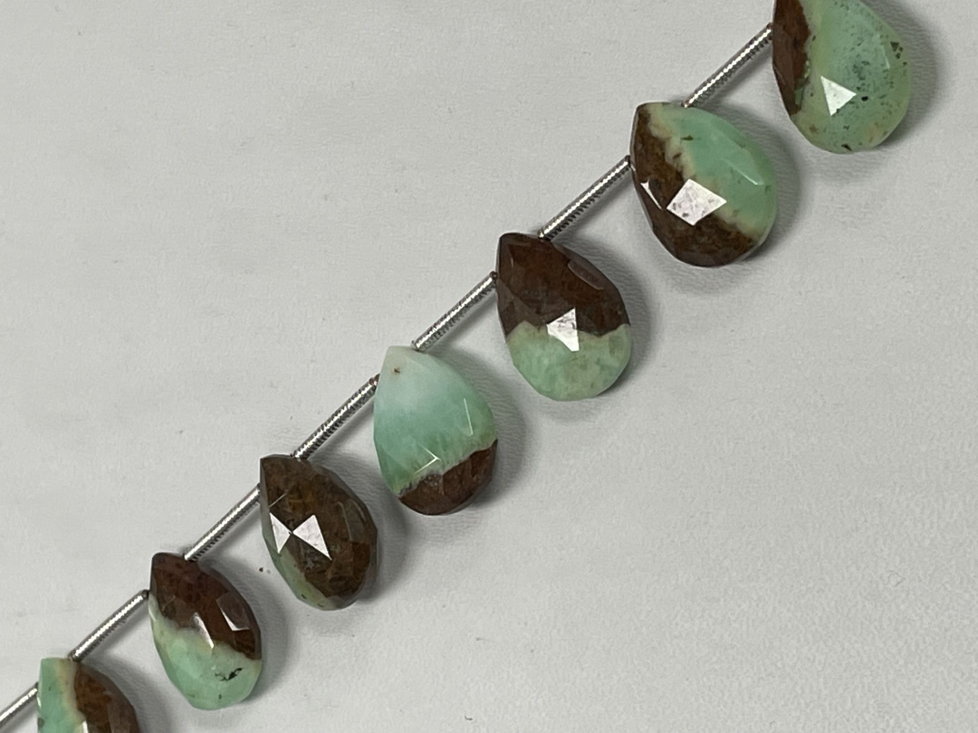 Green Brown Prehnite Pear Faceted