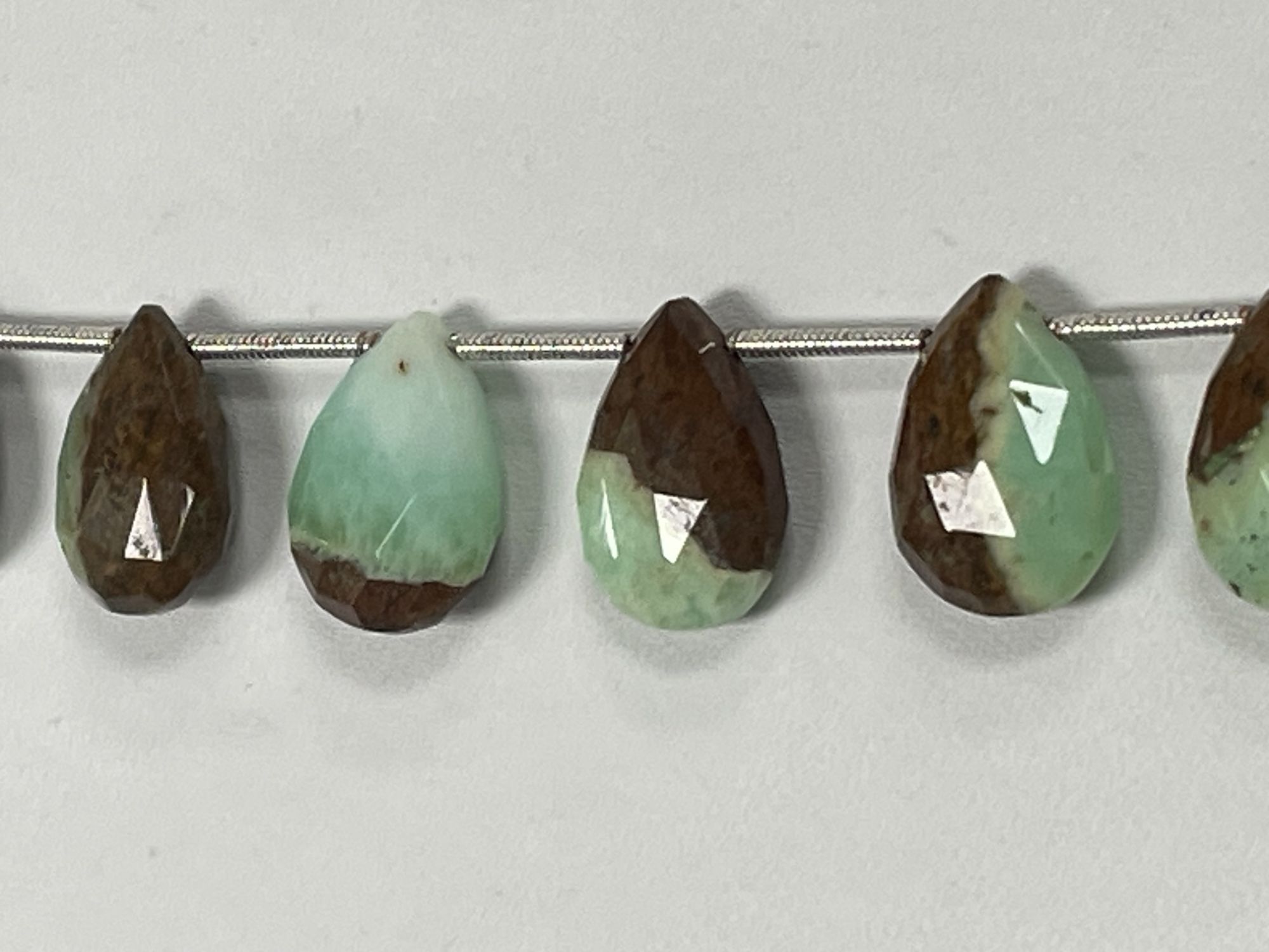 Green Brown Prehnite Pear Faceted