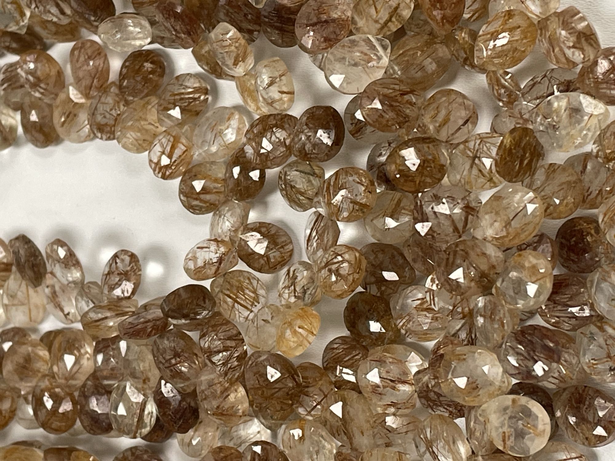 Copper Rutilated Quartz Pear Faceted
