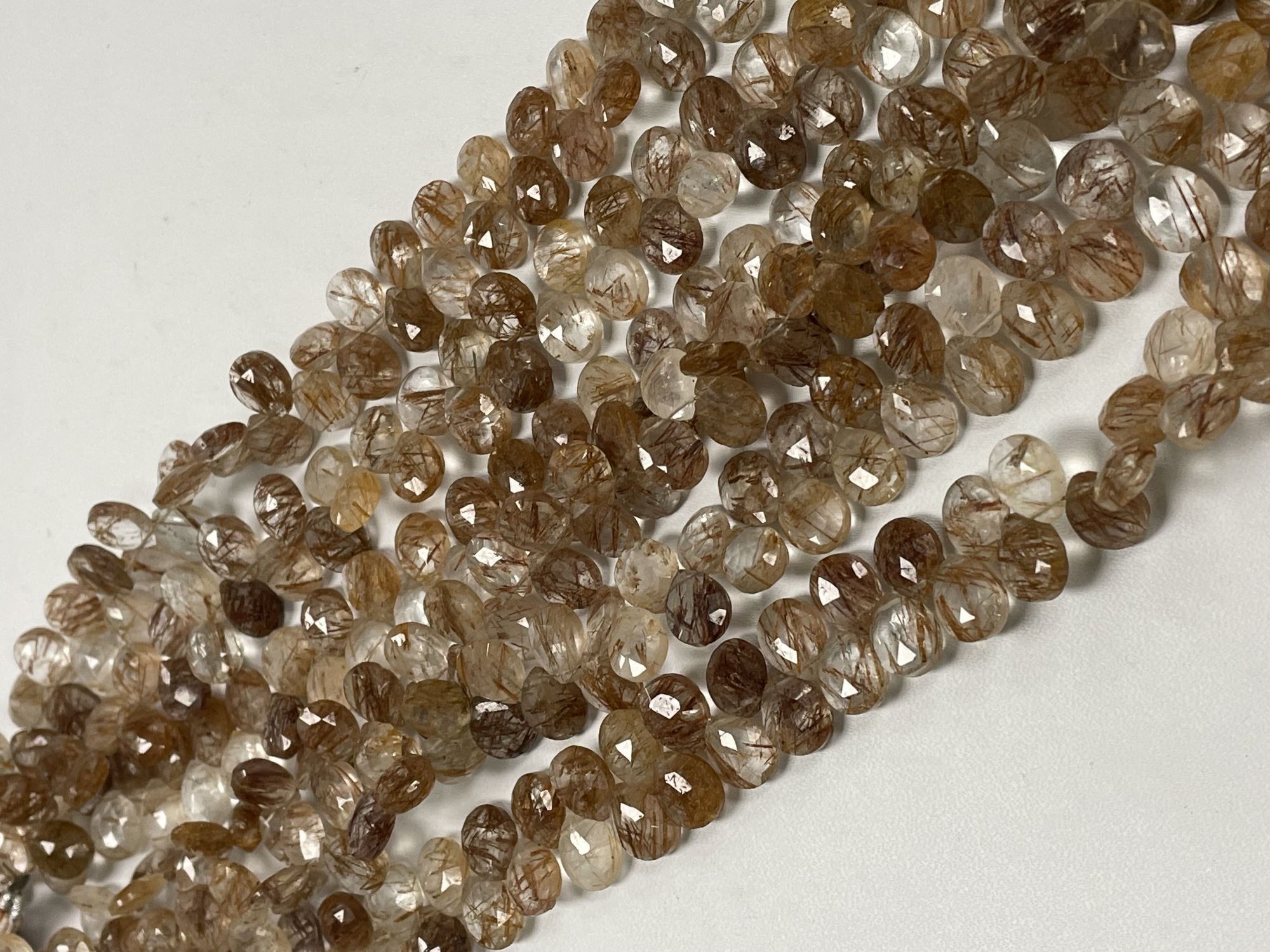 Copper Rutilated Quartz Pear Faceted