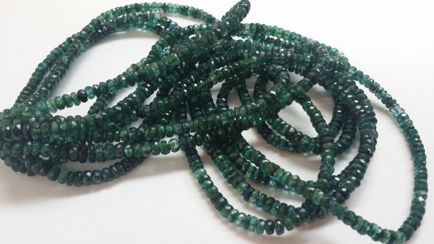 Kyanite Dyed Green Rondelles Faceted