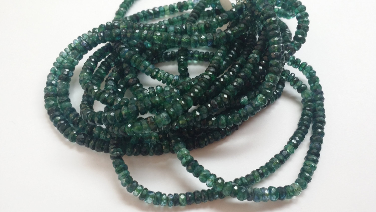 Kyanite Dyed Green Rondelles Faceted