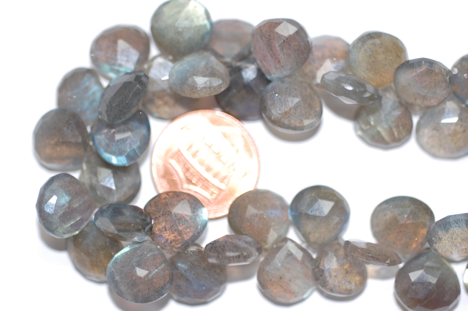 Labradorite Hearts Faceted