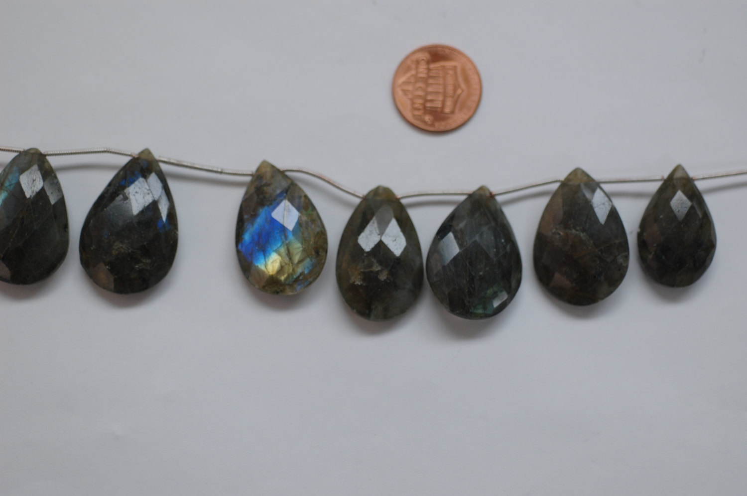 Labradorite Pear Checker Board cut