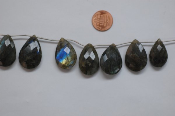 Labradorite Pear Checker Board cut