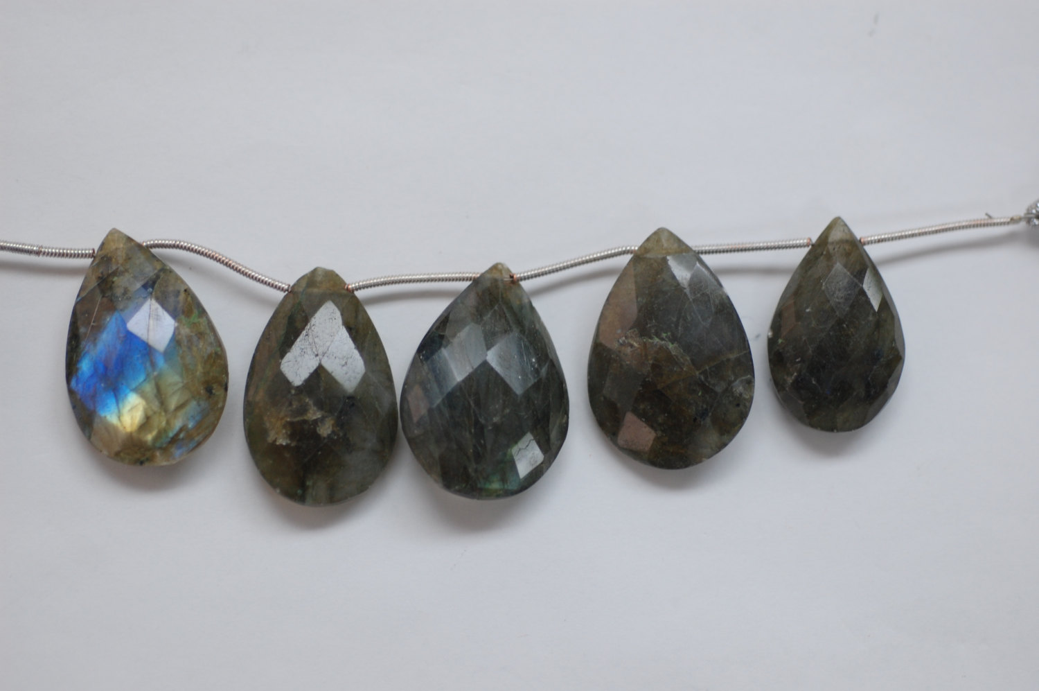 Labradorite Pear Checker Board cut