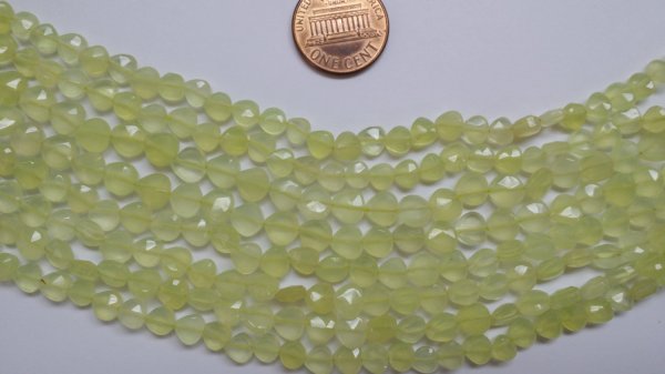 Lemon Green Straight Drilled Hearts Faceted