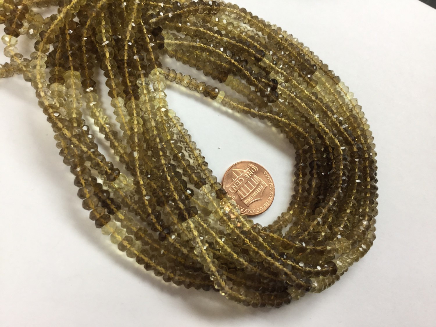 Lemon Whisky Quartz Rondelles Faceted