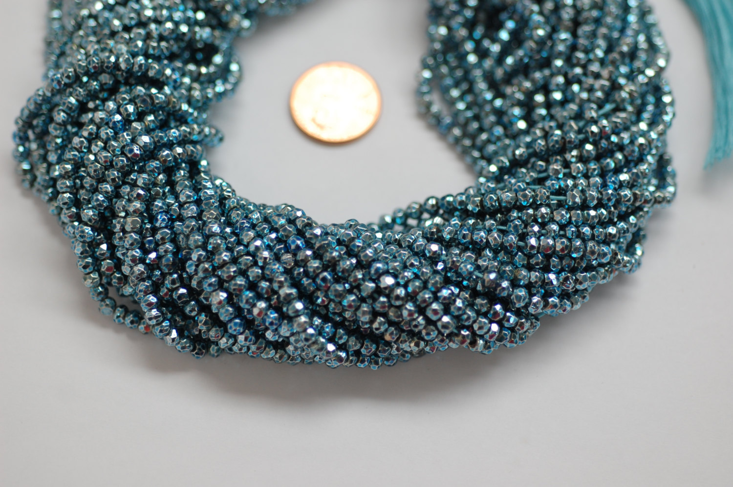 Light Blue Pyrite Rondelle Faceted