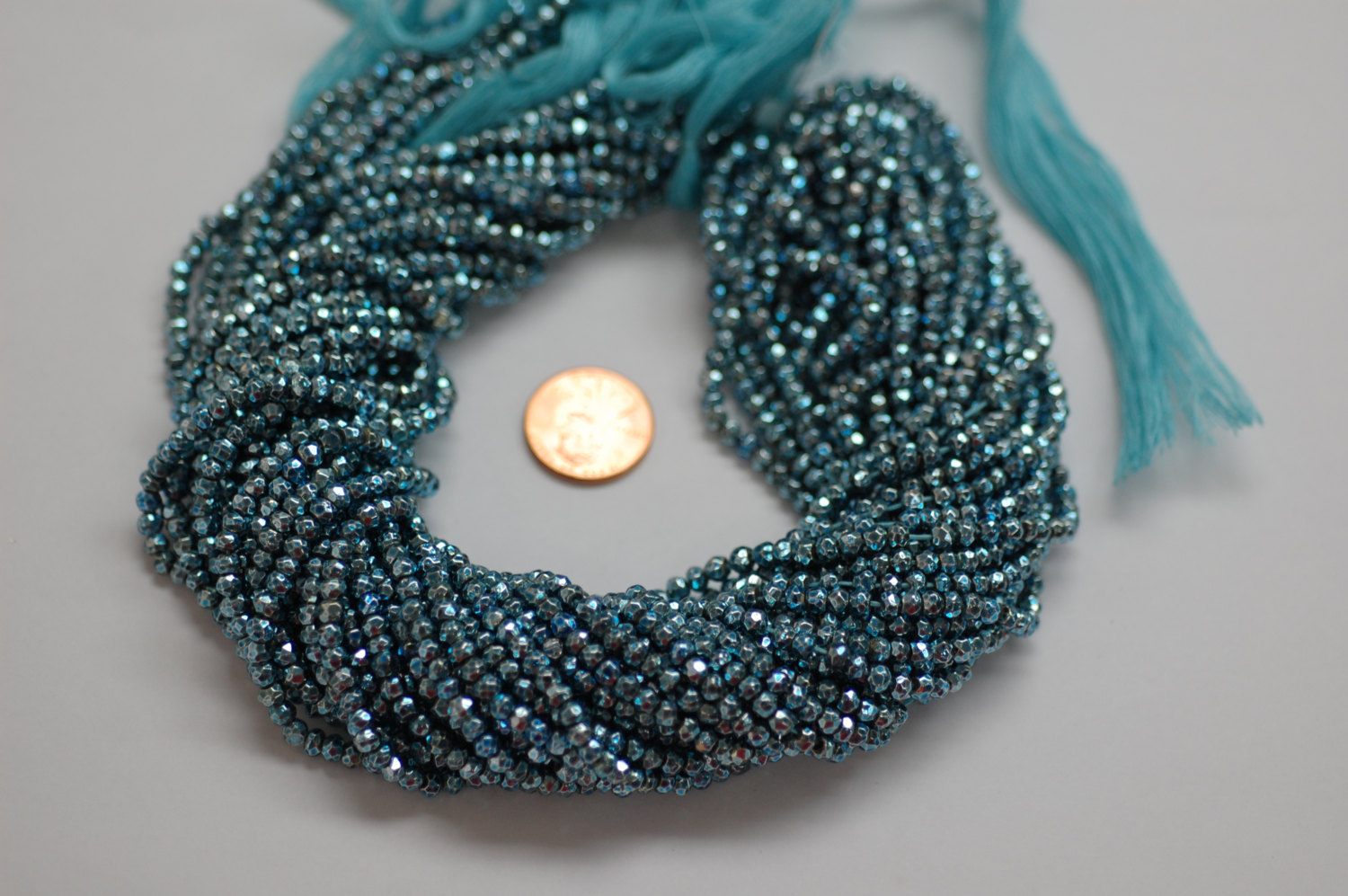 Light Blue Pyrite Rondelle Faceted