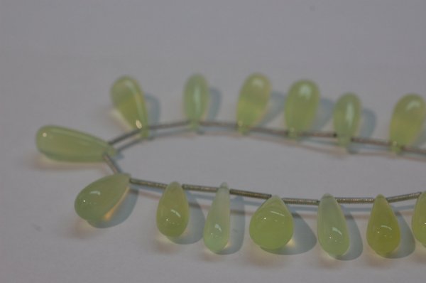 Light Green Chalcedony Long Drops Smooth