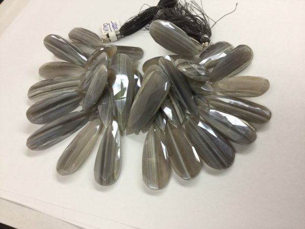 Light Grey Opal Pears Faceted