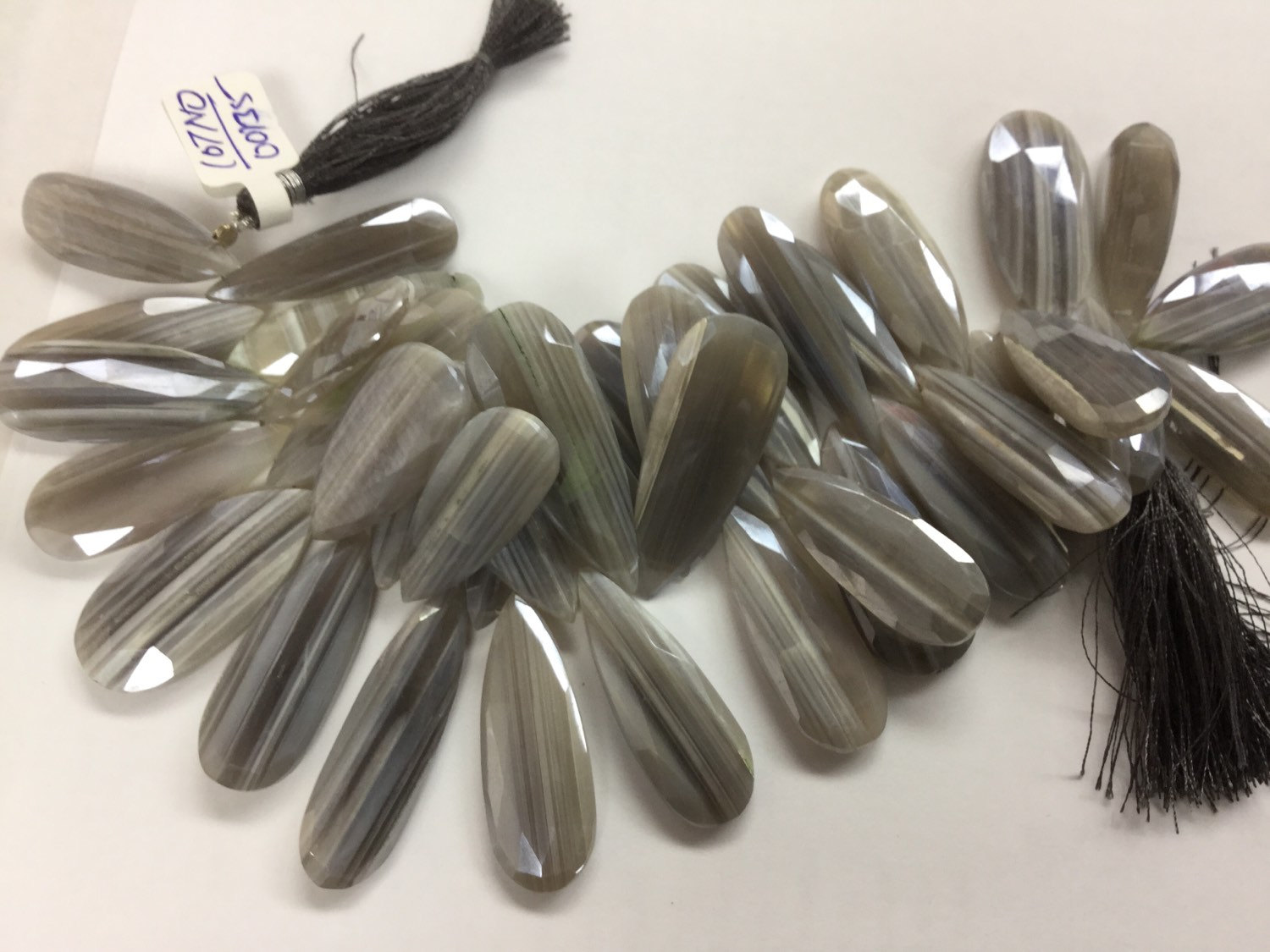 Light Grey Opal Pears Faceted