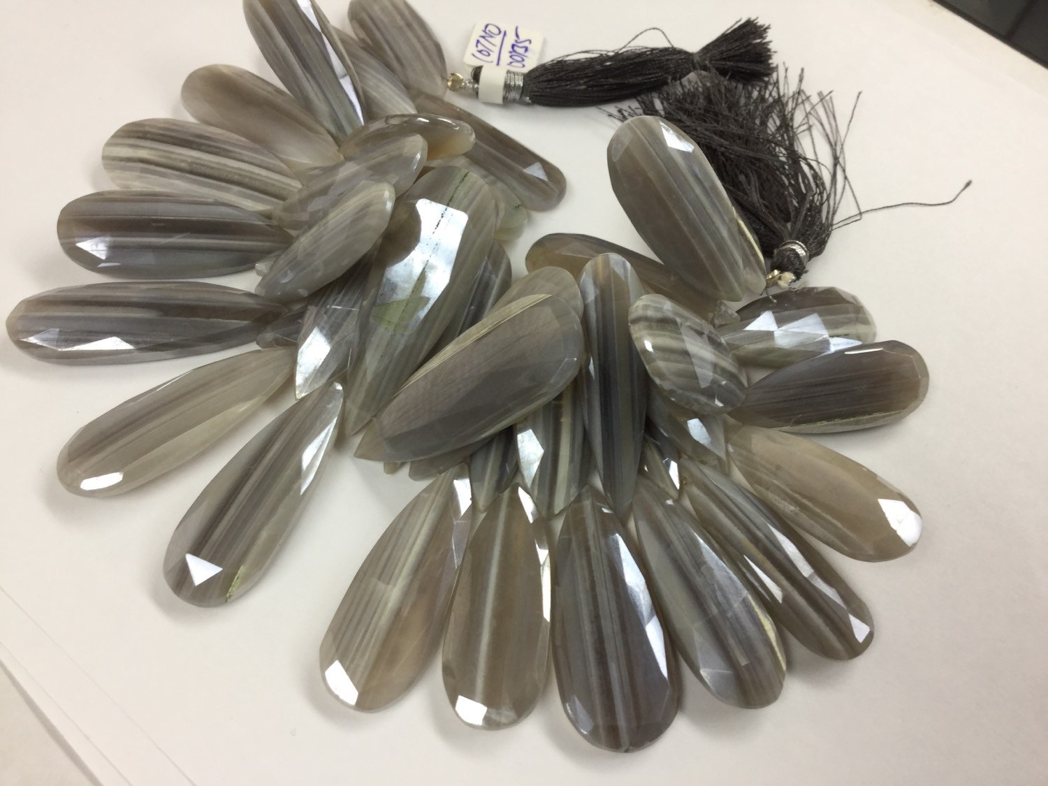 Light Grey Opal Pears Faceted