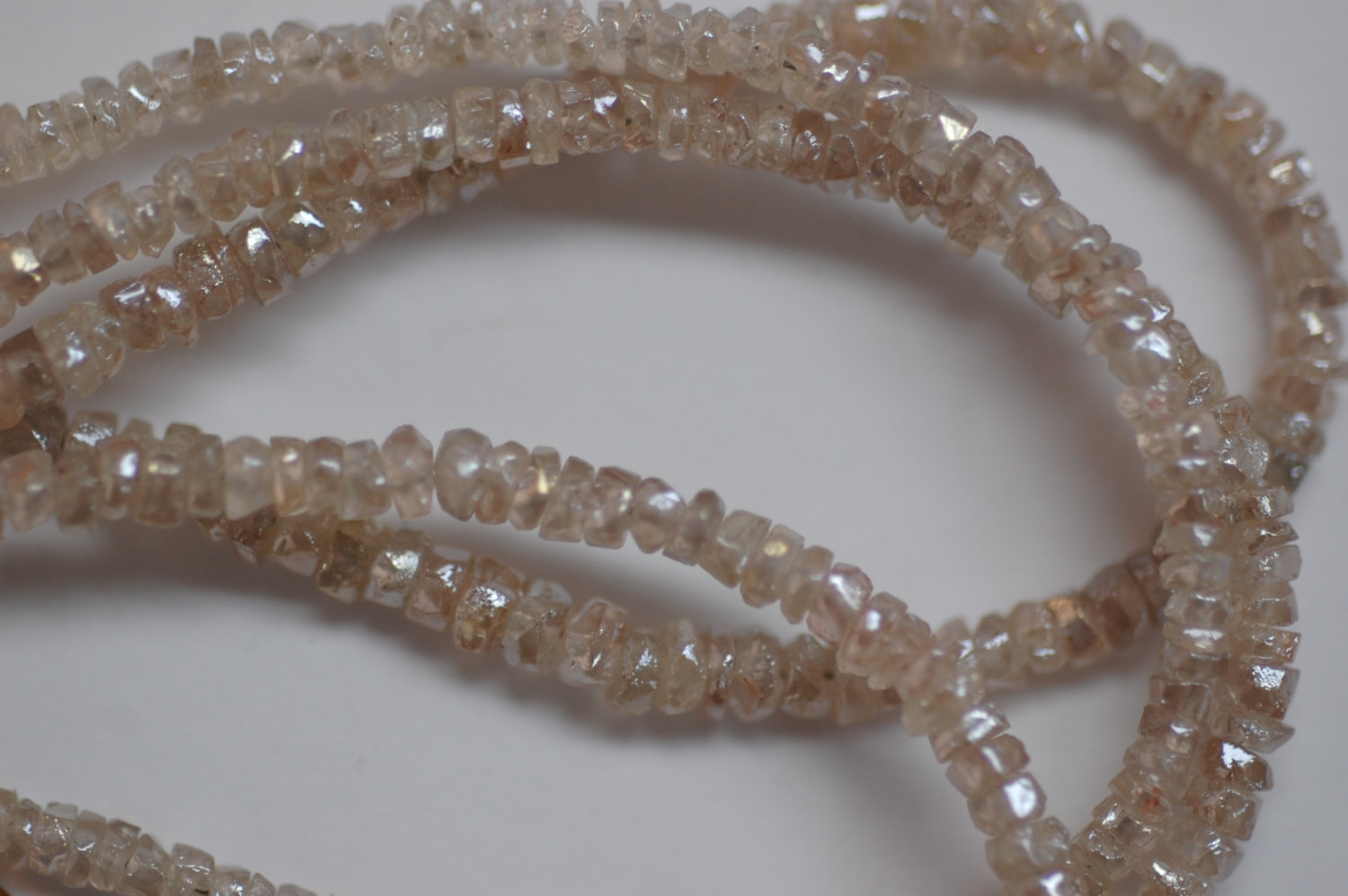 Light Peach Brown Zircon Organic Cut Rondelle Faceted