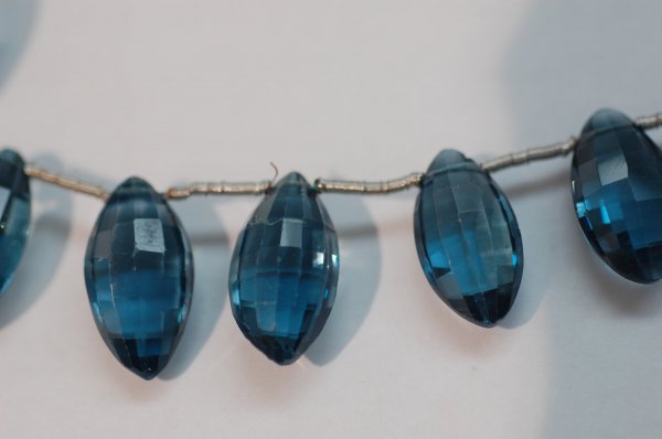London Blue Topaz Marquise Checkerboard Cut Faceted
