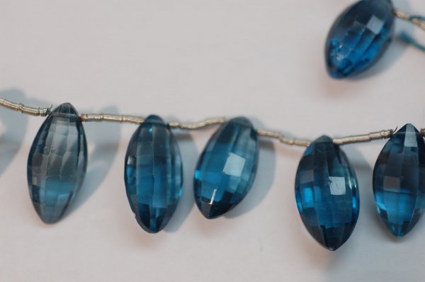 London Blue Topaz Marquise Checkerboard Cut Faceted