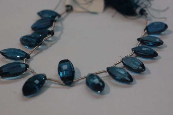 London Blue Topaz Marquise Checkerboard Cut Faceted