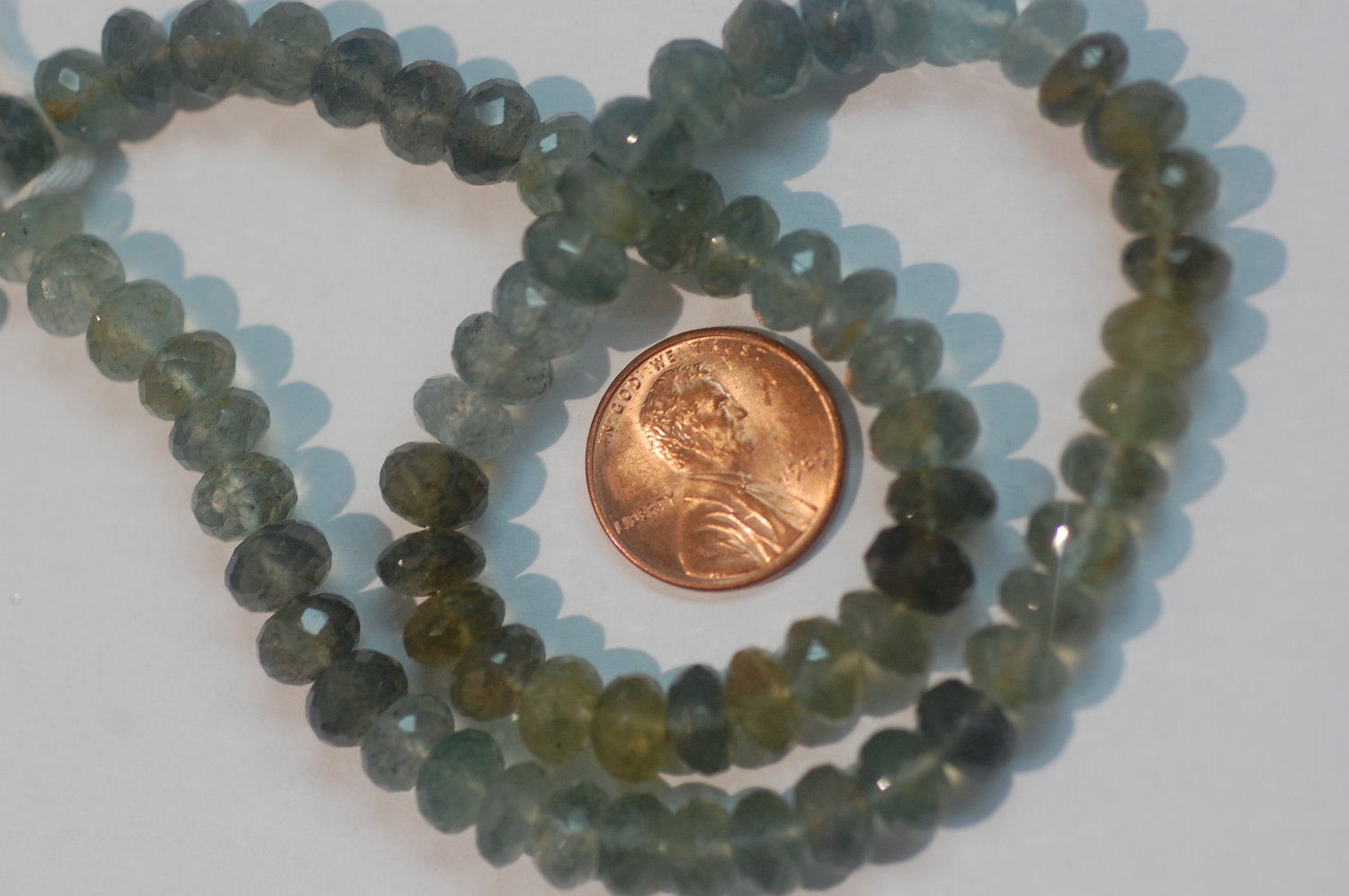 Moss Aquamarine Rondelle Faceted