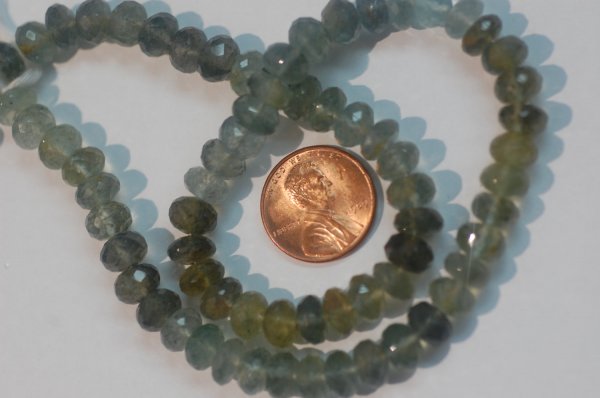 Moss Aquamarine Rondelle Faceted