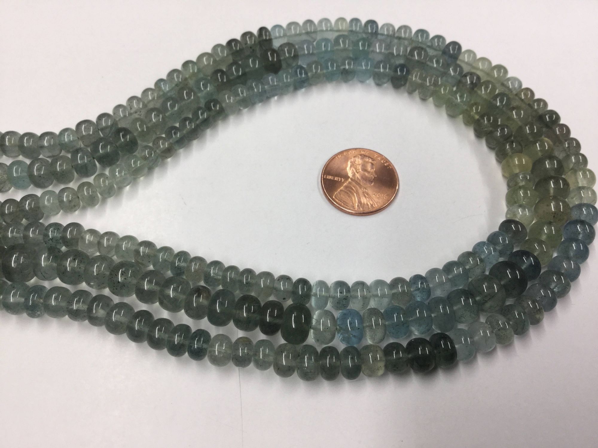 Moss Aquamarine Rondelles Smooth