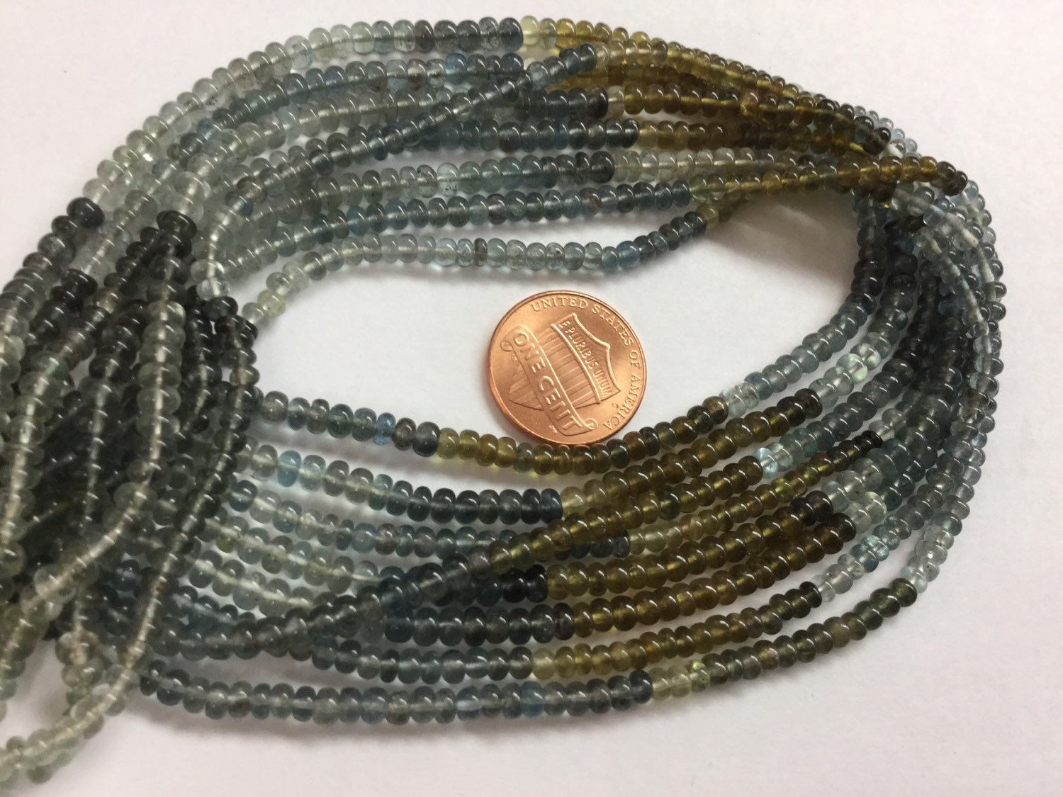 Moss Aquamarine Rondelles Smooth