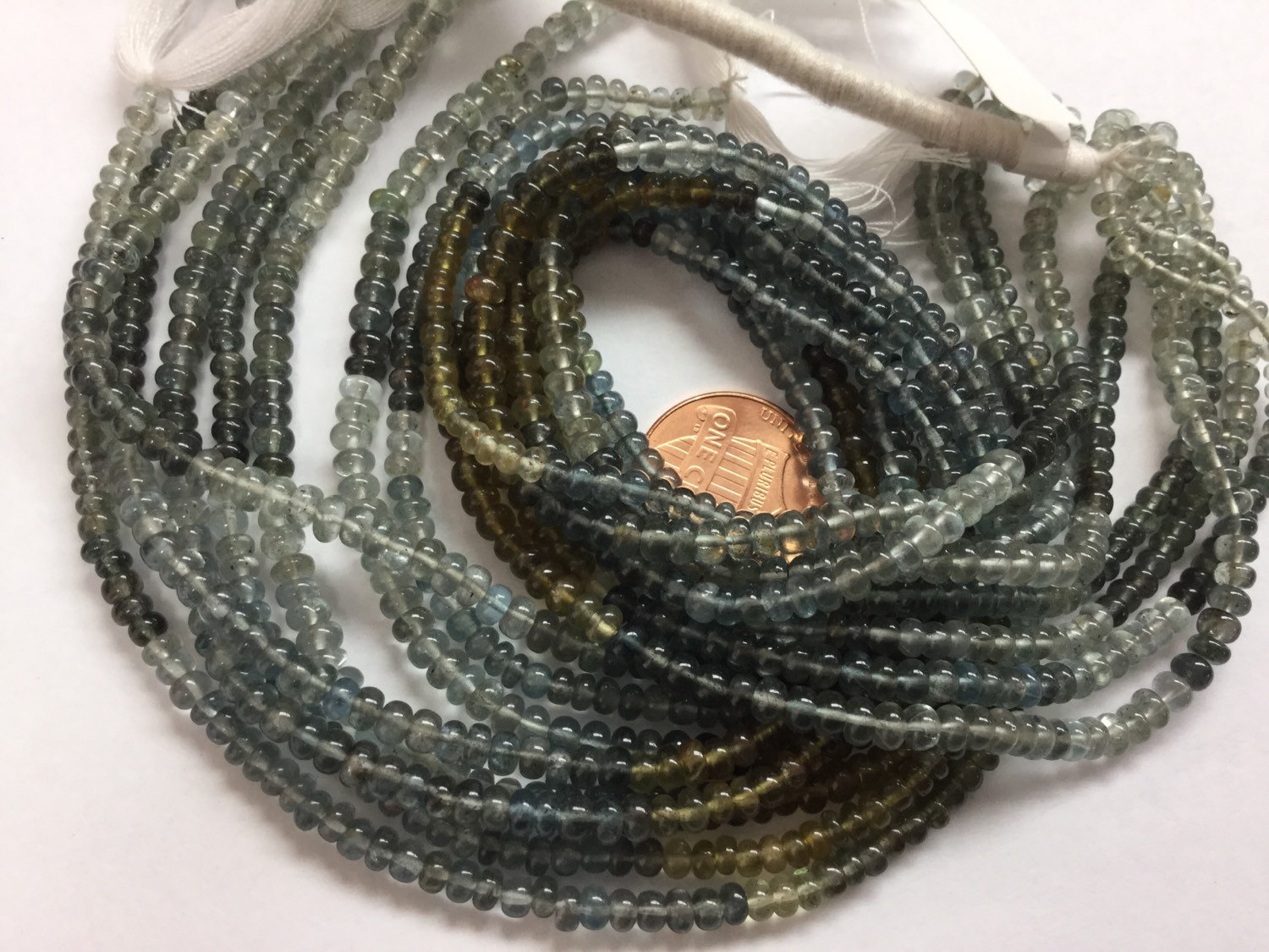 Moss Aquamarine Rondelles Smooth