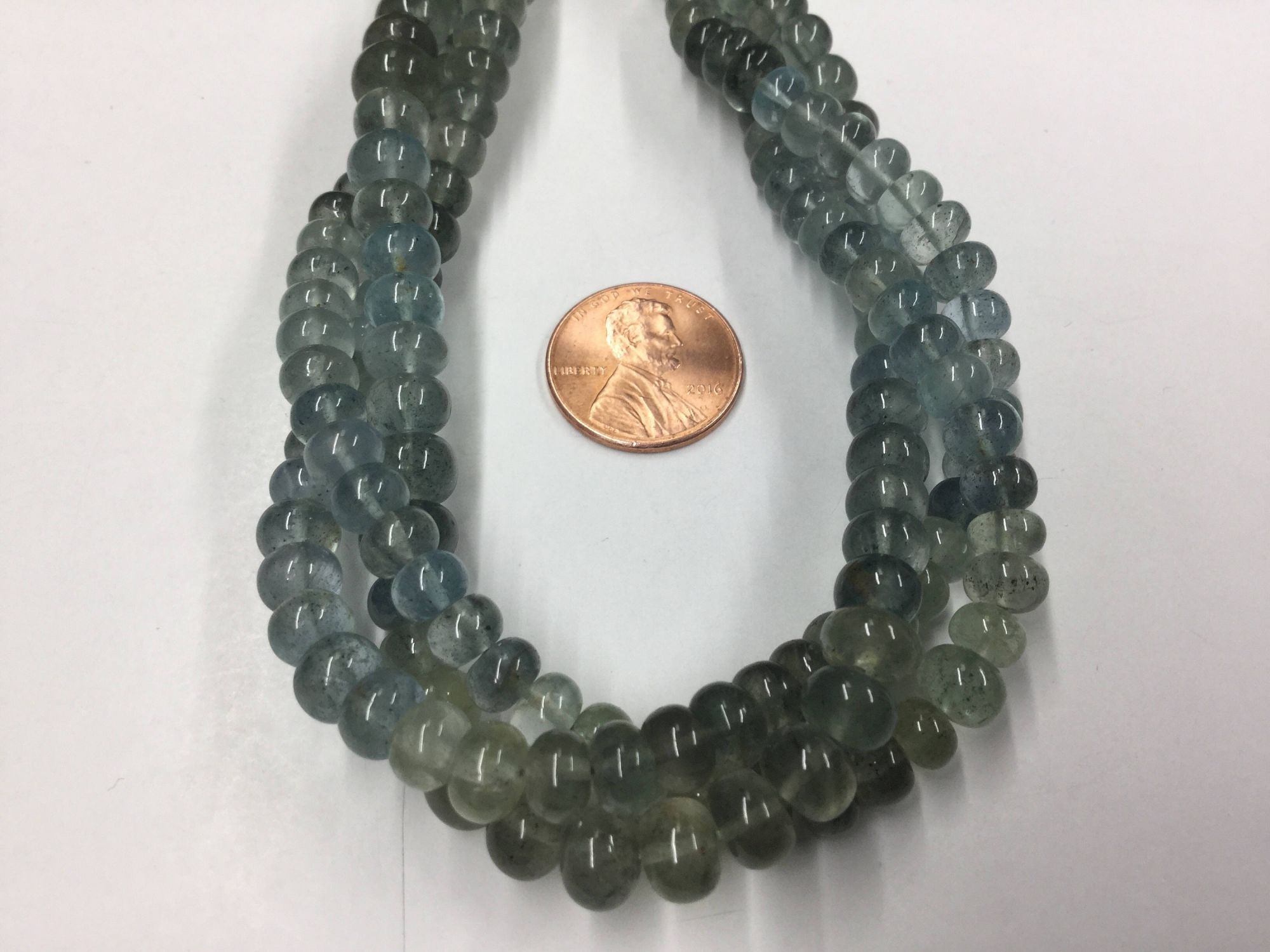 Moss Aquamarine Rondelles Smooth