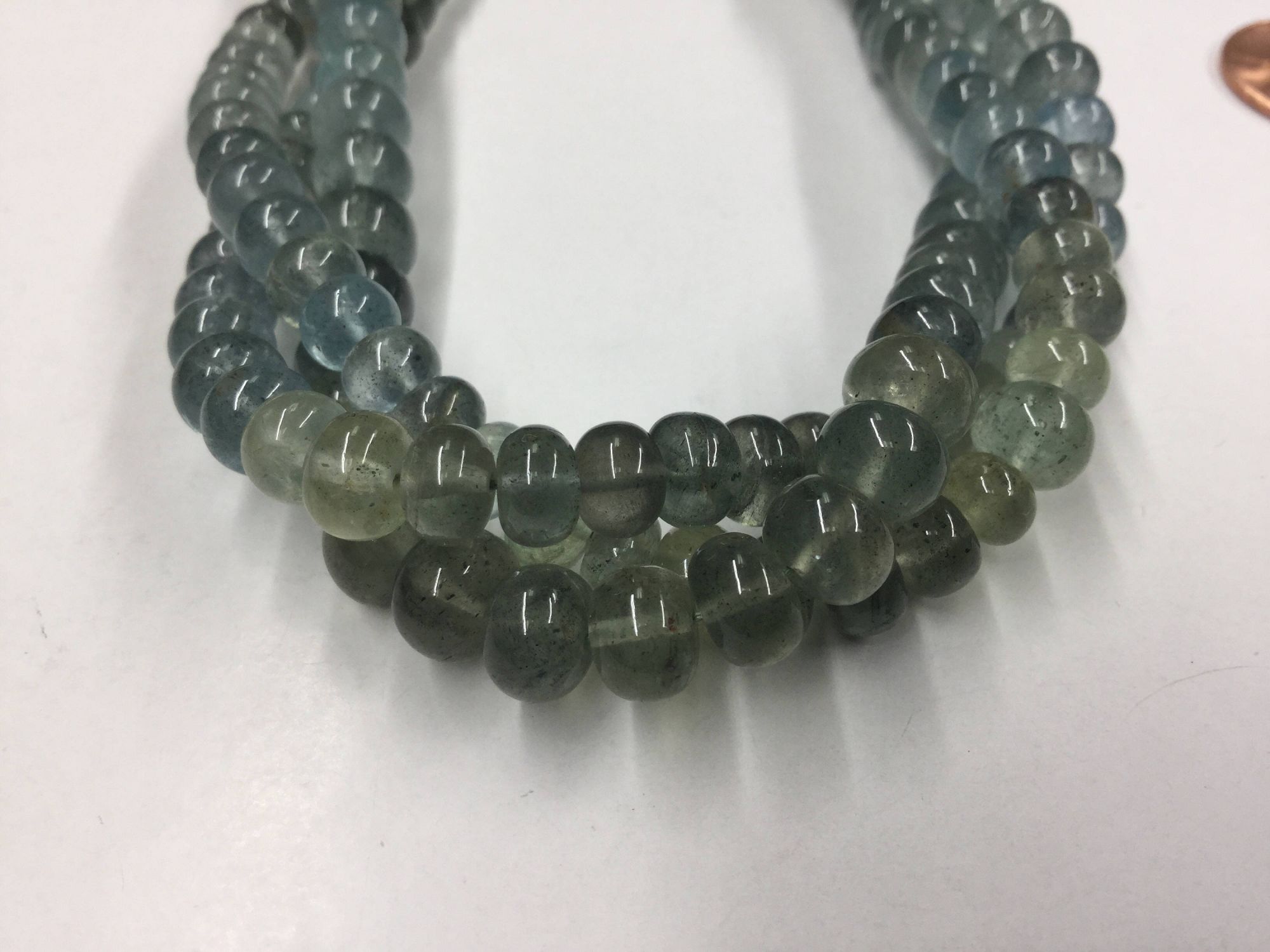 Moss Aquamarine Rondelles Smooth