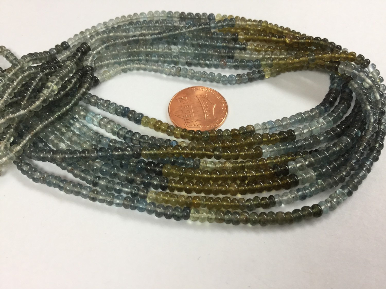 Moss Aquamarine Rondelles Smooth