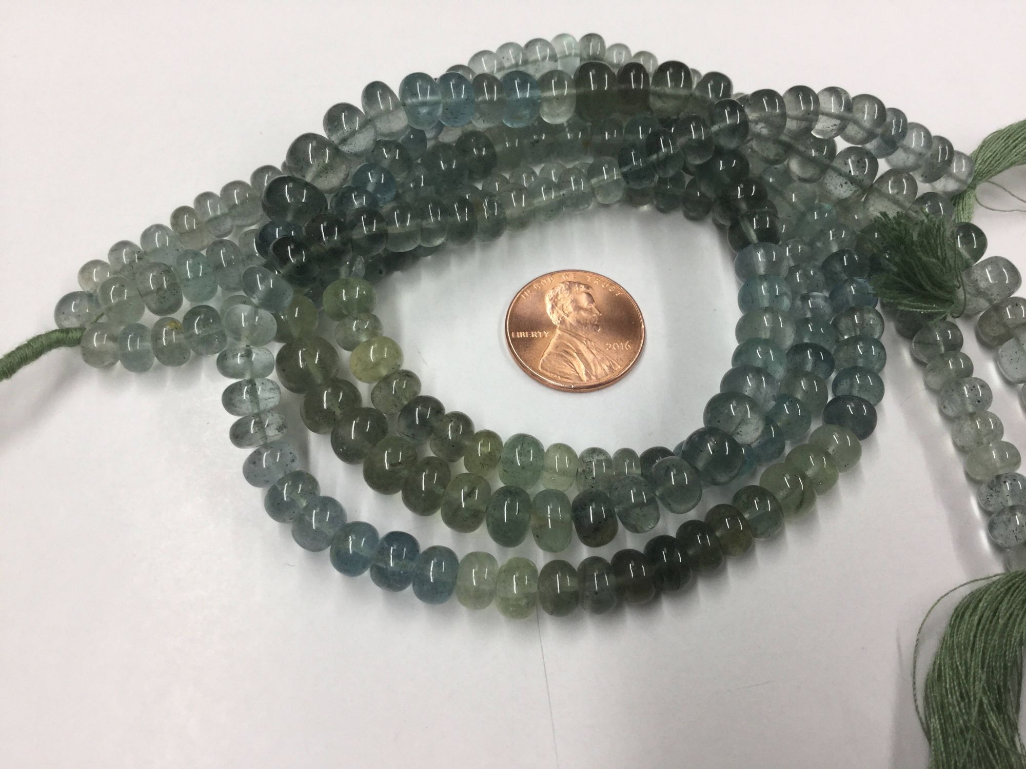 Moss Aquamarine Rondelles Smooth