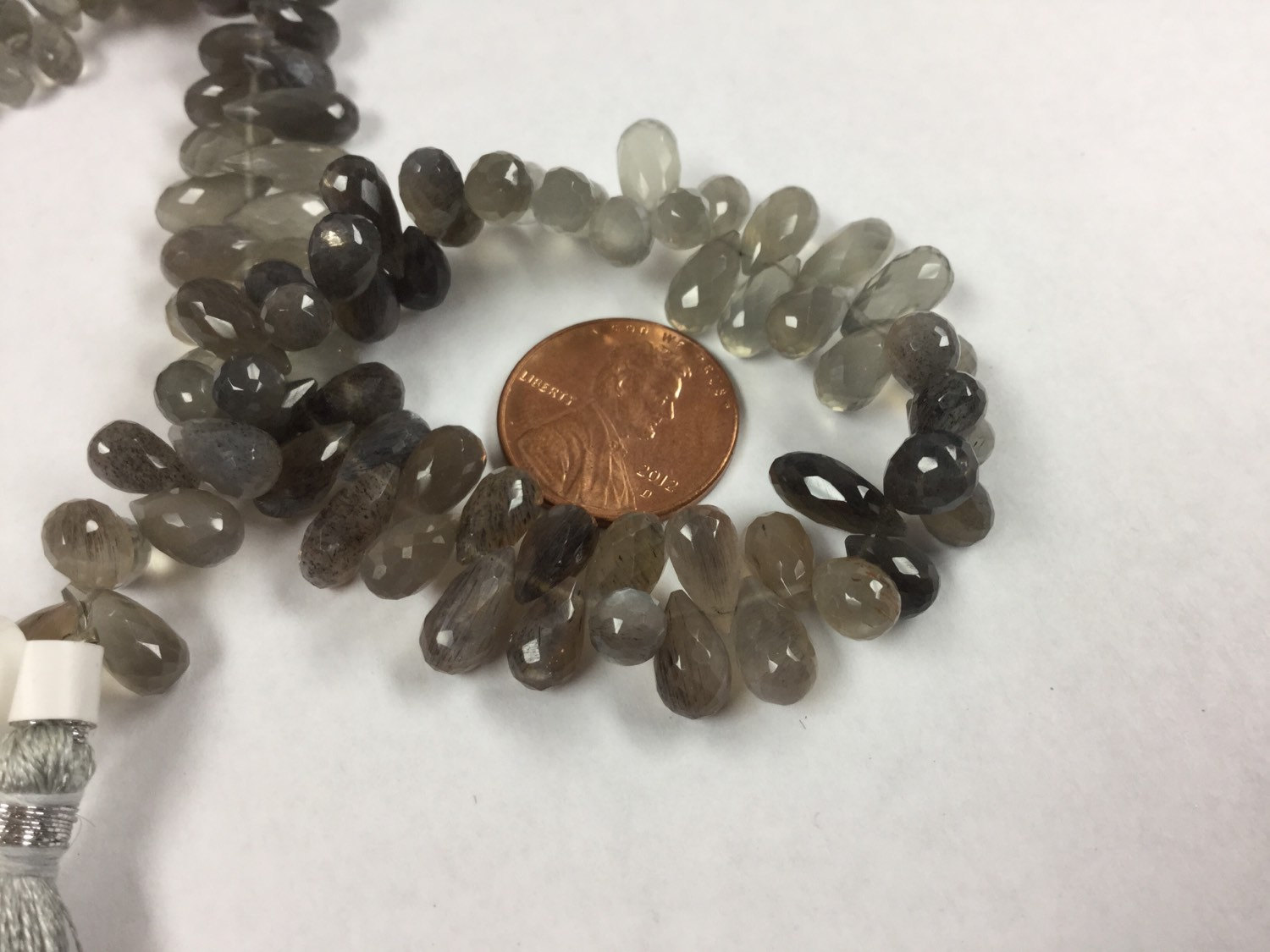 Moss Light Grey/Brown Moonstone Drops Faceted