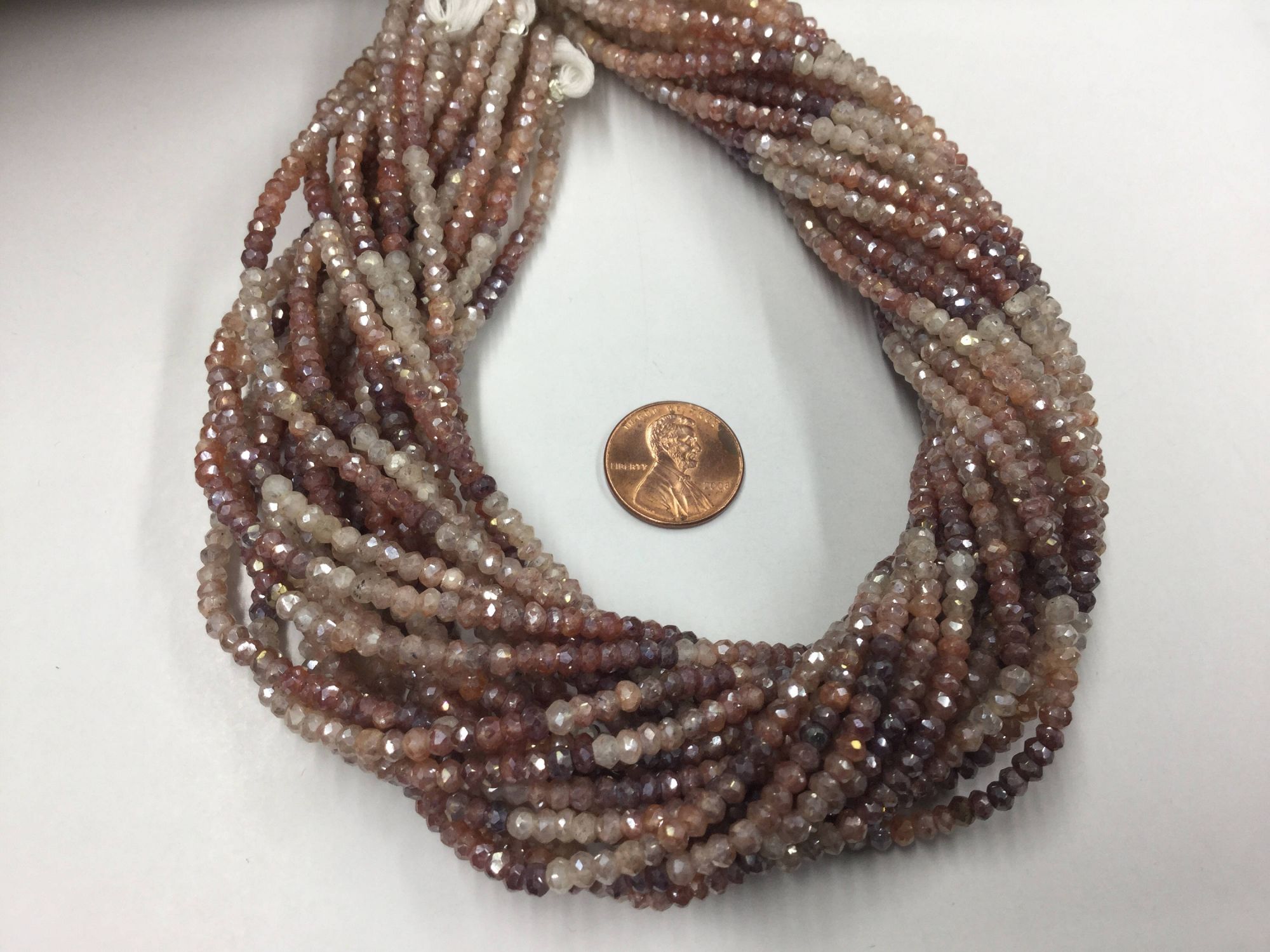 Multi Color Strawberry Quartz Rondelles Faceted