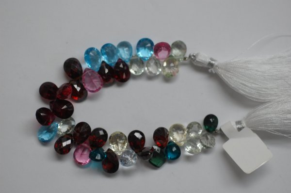 Multi Color Hydro Quartz Pears Concave Cut