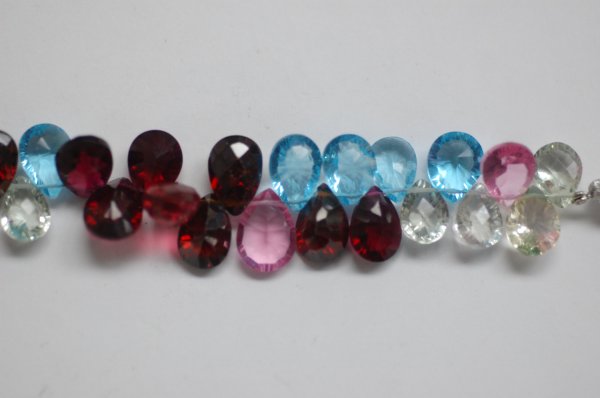 Multi Color Hydro Quartz Pears Concave Cut