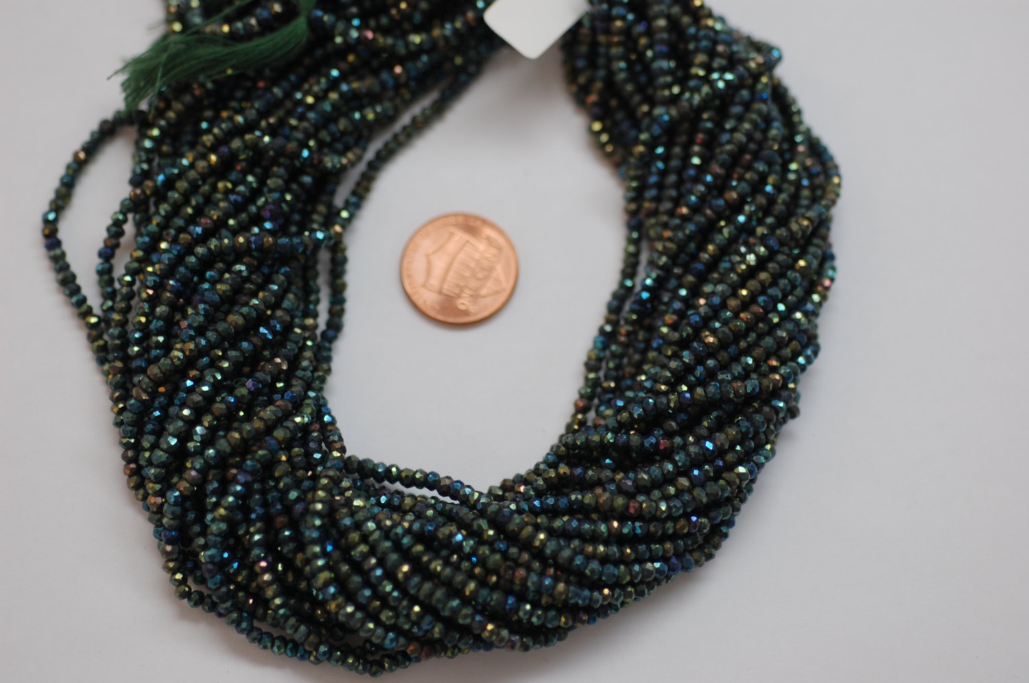 Multi Green Spinal Rondelle Faceted