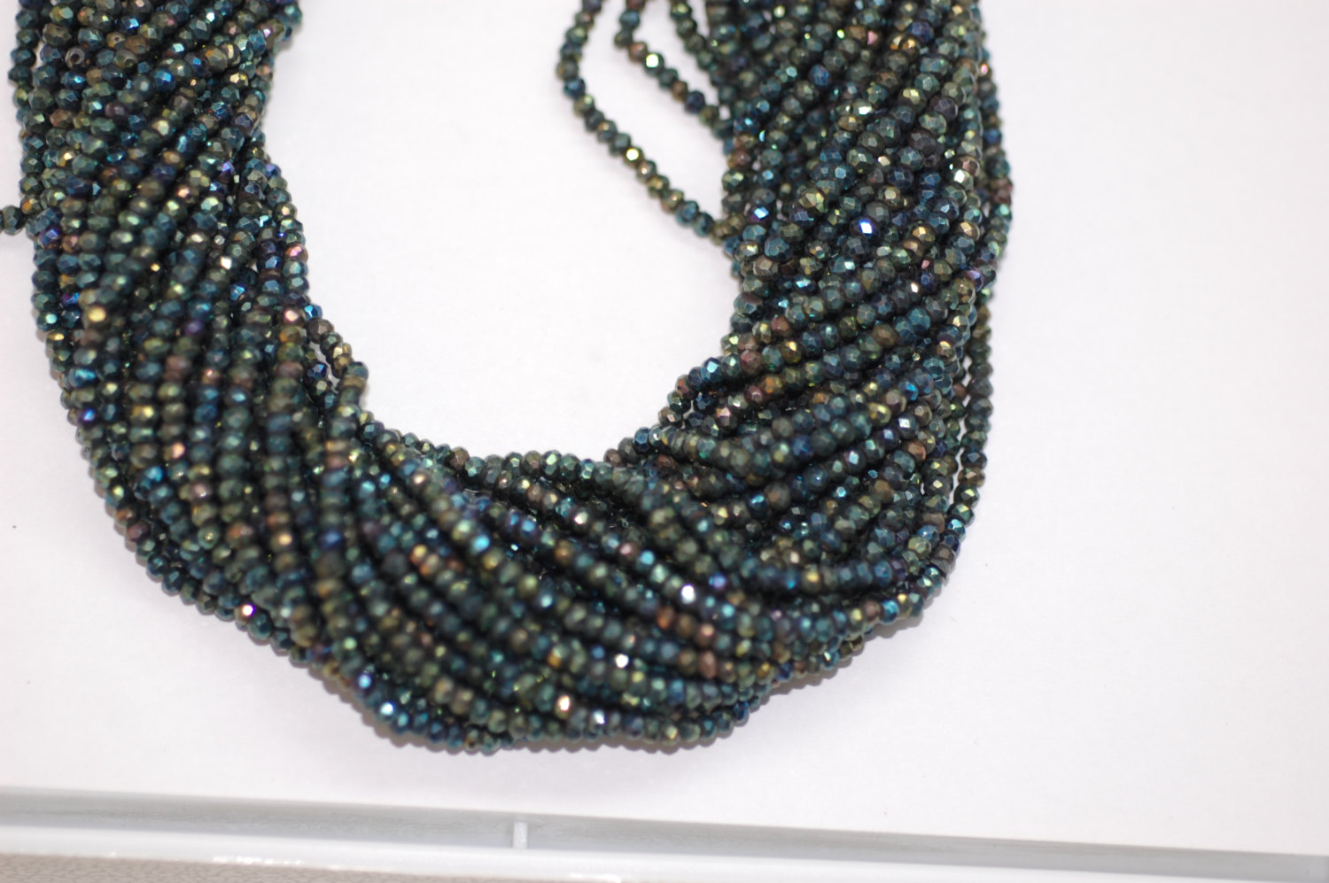 Multi Green Spinal Rondelle Faceted